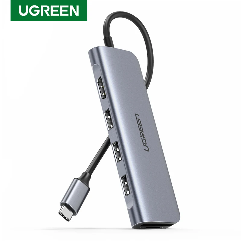 Ugreen портативный 6in1 Mac Type C 4K USB 3 0 концентратор ридер для док-станции Samsung MacBook Pro Dell хром ноутбук