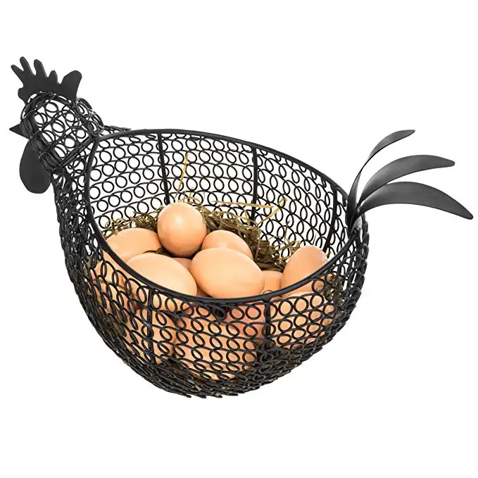 
Custom black wire rooster shaped egg storage basket Easter egg basket gifts 