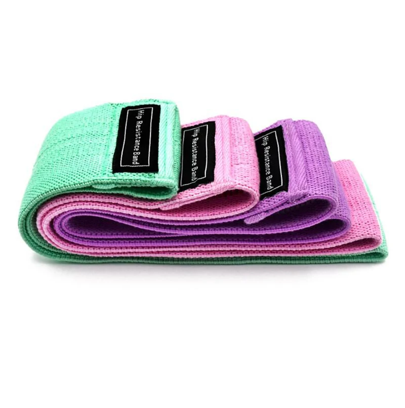 Wholesale Custom Logo 3 level Elastic Workout fitness Yoga Anti Slip Cotton Fabric loop bands Hip Booty bands resistance bands