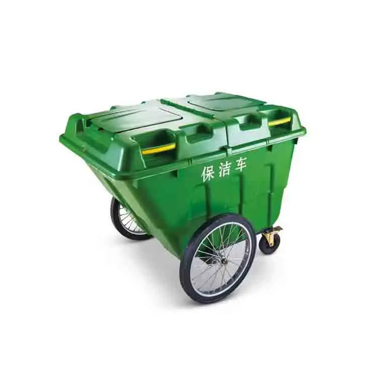 Small Street Trash Truck Outdoor Waterproof 400l Trolley Trash Can Vertical Plastic Sanitation Cleaning Wheeled Trash Truck