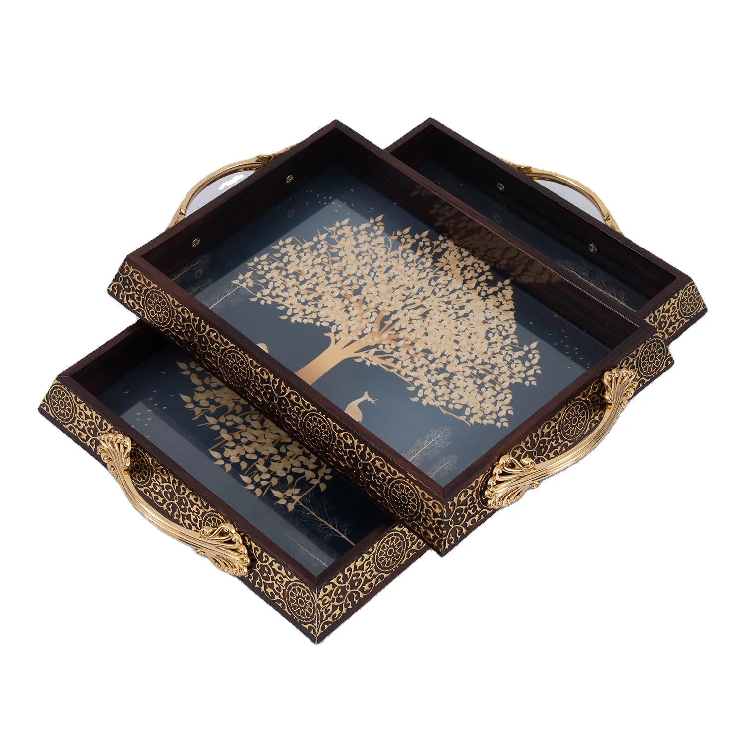 High Quality Food Vassoio Ramadan Serving Tray With Handle For Hotel Restaurant Home Serving Tray