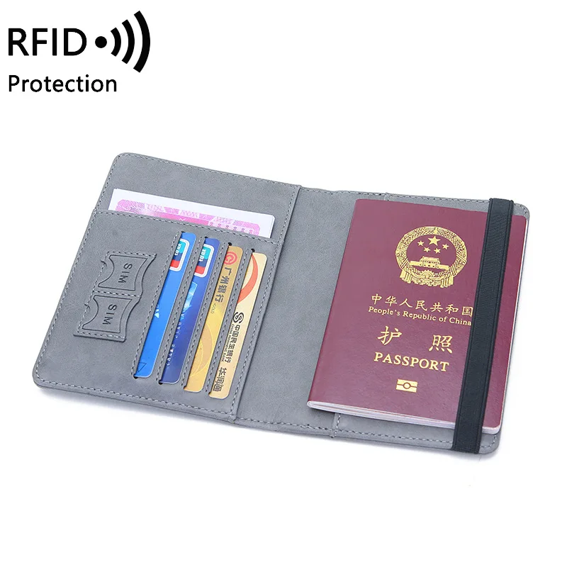 High quality Leather card wallet passport pouch, RFID Blocking passport holder