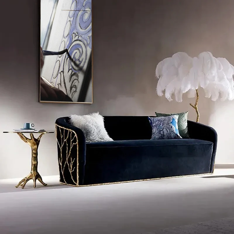 Kangyi Luxury design polished brass living room chairs & armchairs red velvet accent chair luxury leisure chair