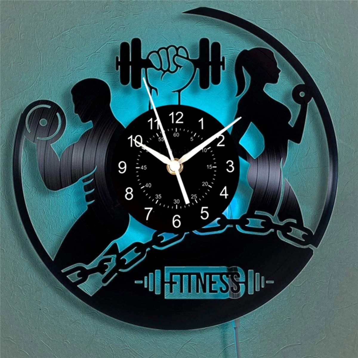 2022 Hot Sales Home Decor 7 Color Gym Gift For Men Fitness Wall Clock Modern Gym Gift Fitness Clock
