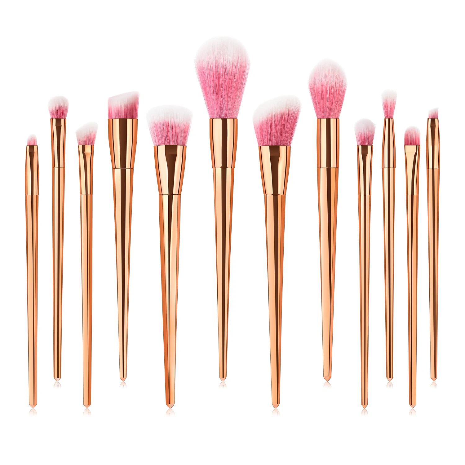 High-quality Custom logo rose gold 12 Pcs Makeup Brush Set