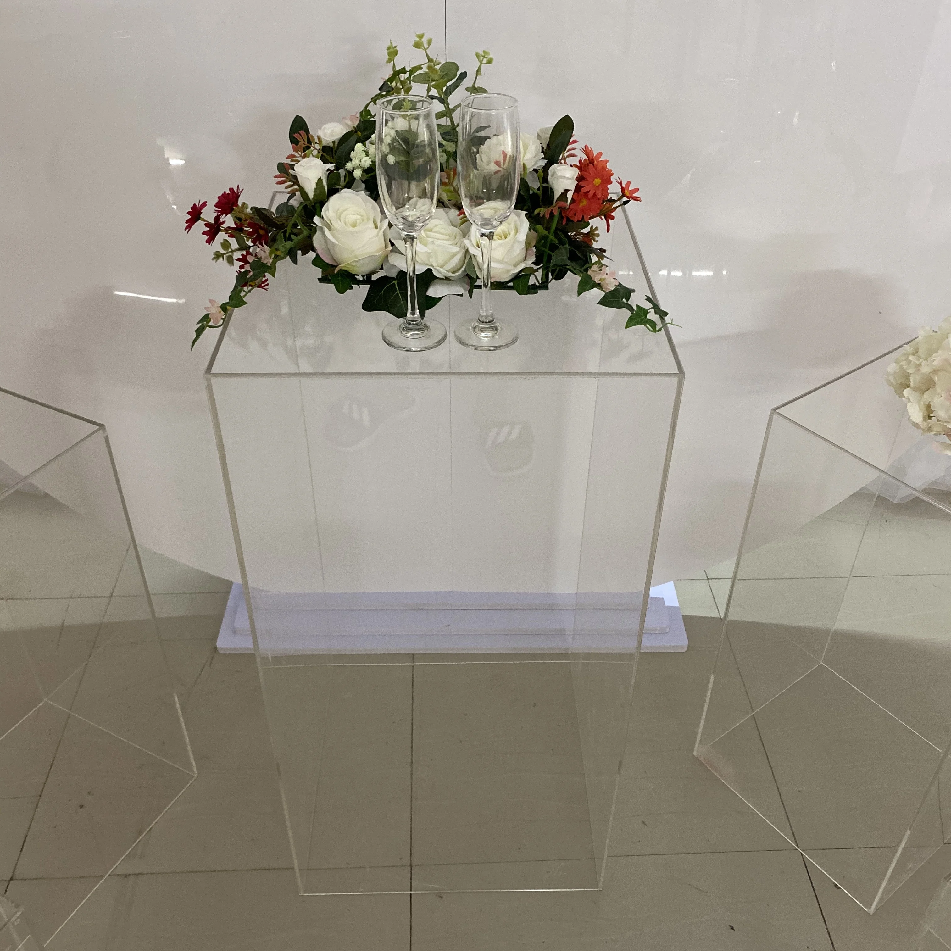 catering stand price 50cm cube transparent table wedding hotel dessert risers white acrylic buffet food display stand for party