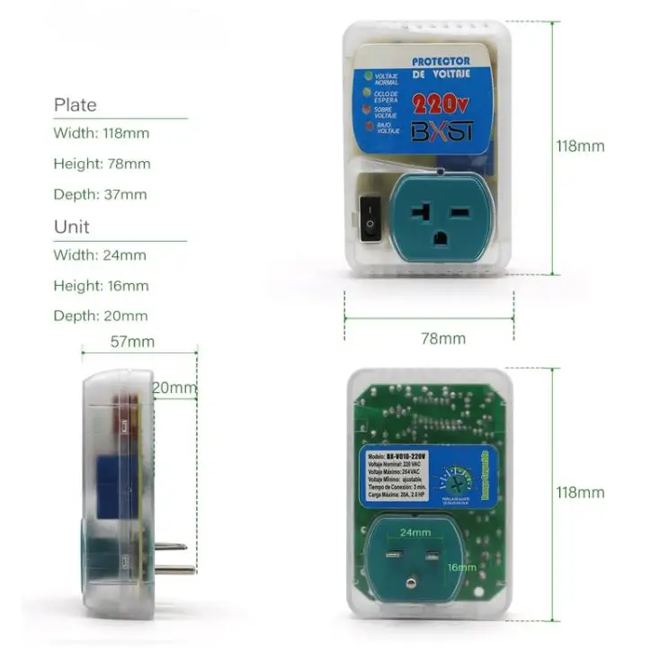 With certified 110V 220V electronic portable socket surge voltage protector