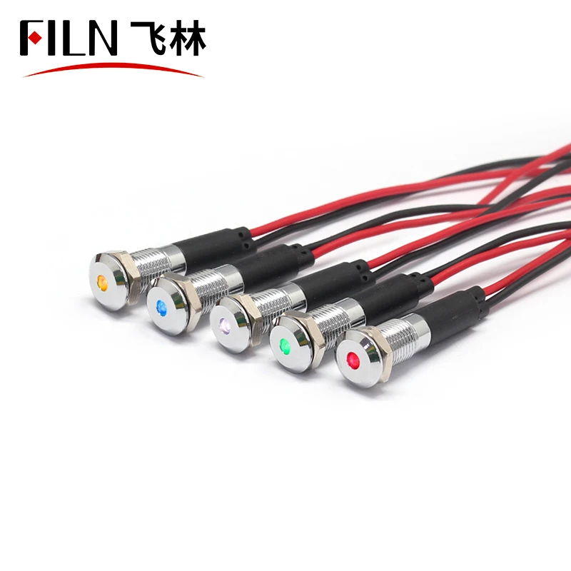 6mm 8mm 10mm 12mm 14mm mounting size led indicator light with dot bright  waterproof IP67 8mm equipment signal lamp fro bike