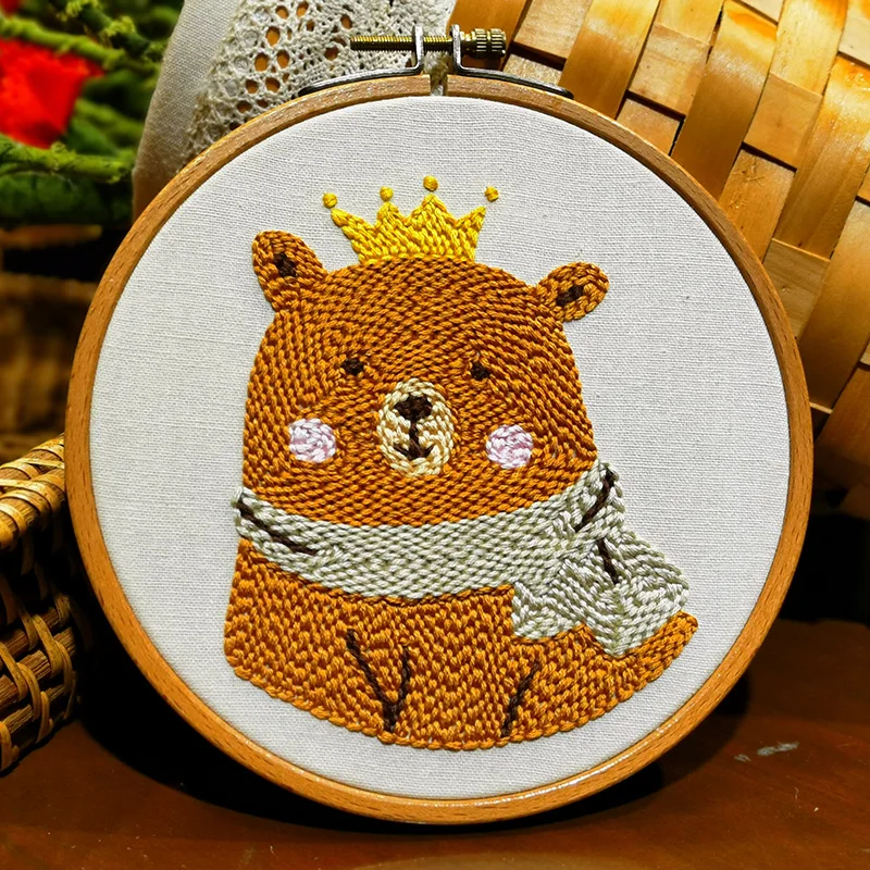 Adult DIY Craft Punch Needle Kit Easy for Adults Beginners Embroidery Hoop Instruction DIY Needle Punch Craft