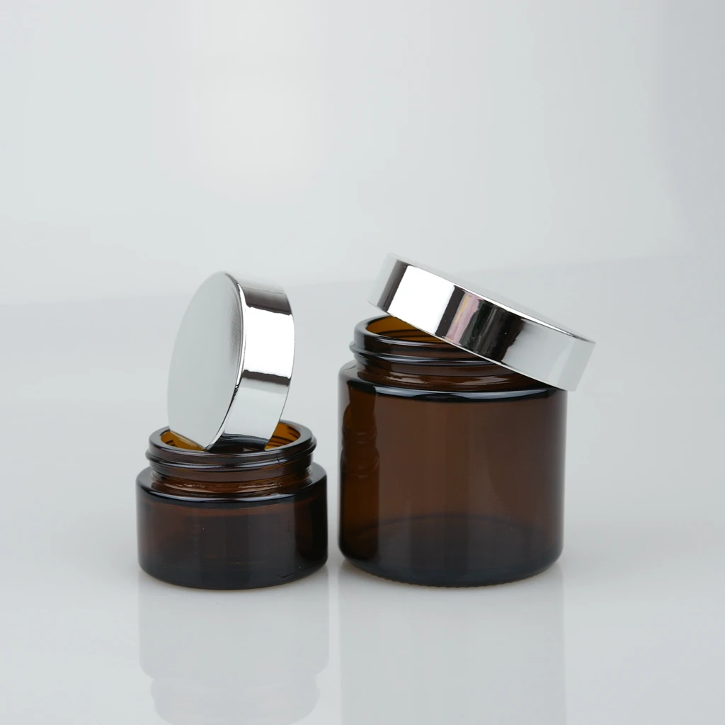 Manufacture 20ml 30ml 50ml 100ml High quality Amber color glass jar for cosmetic cream with Hand gasket and screw cap