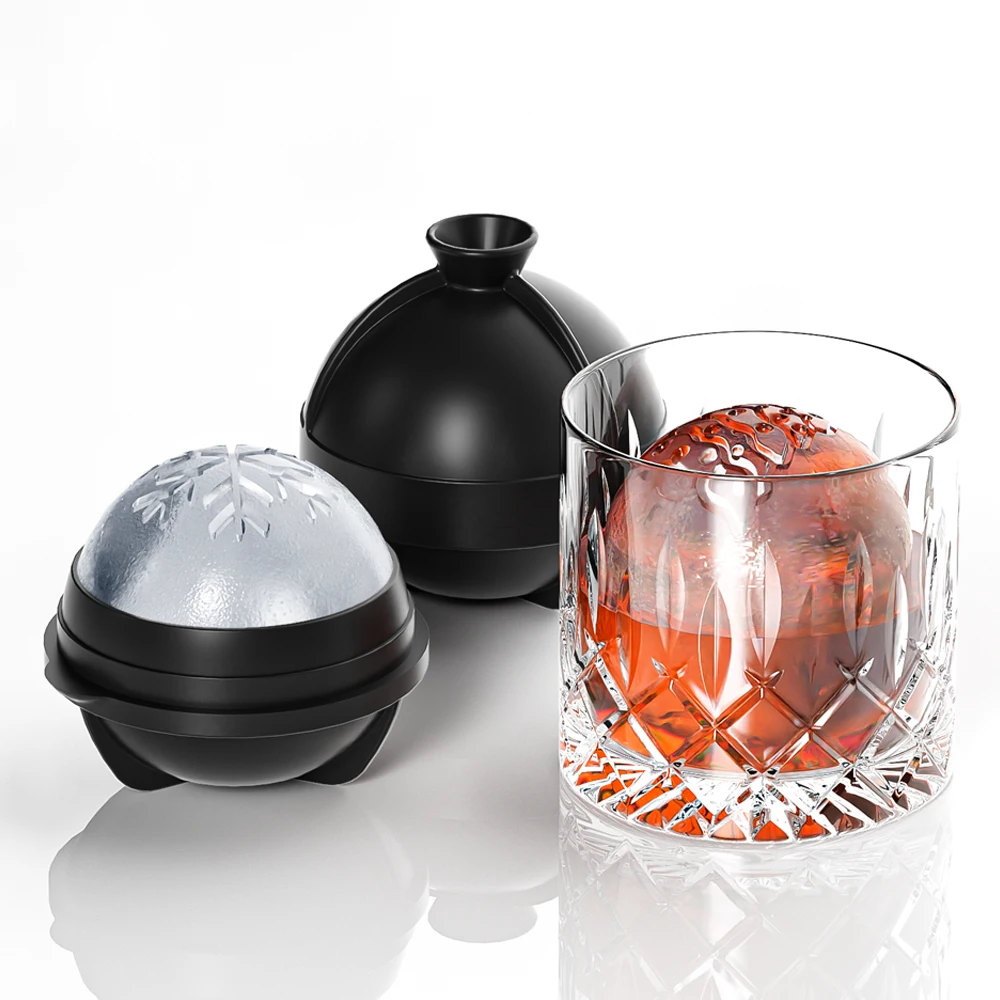 Benhaida Leakproof Large Snowflake Ice Ball Maker with Funnel Slow Melting 2.5inch Silicone Christmas Tree Ice Ball Mold