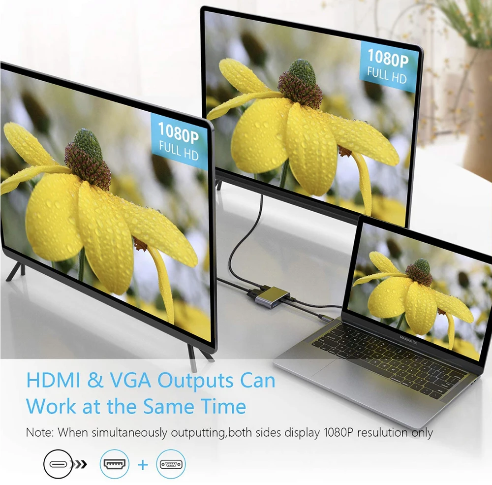 4 в 1 док-станция с USB Type-c и поддержкой разных