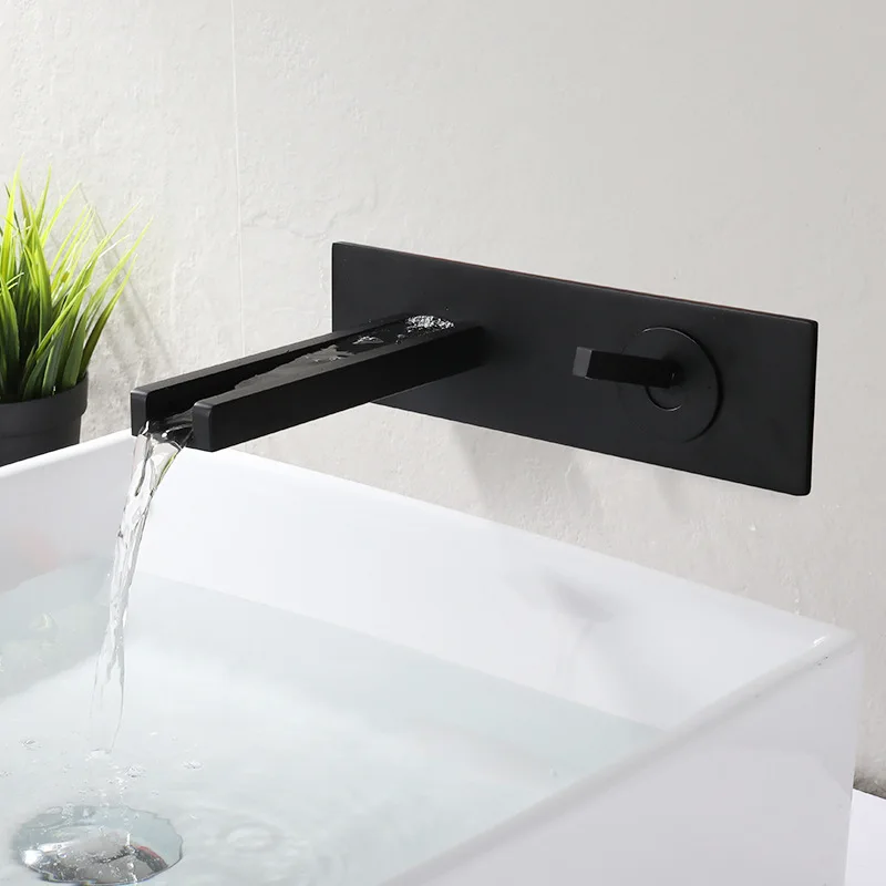 Wall Mount Basin Faucet Waterfall Bathroom Sink Faucet