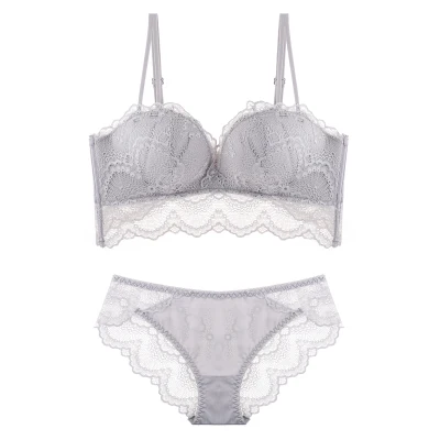 
 Новый модный стиль 3d чашки Цветочная кружевная отделка горячие сексуальные женские бюстгальтеры и трусики Комплект женского бюстгальтера пуш-ап  