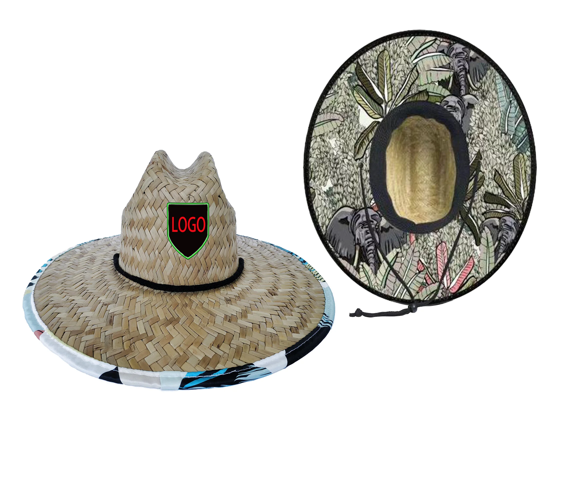 Оптовая продажа летняя соломенная шляпа с принтом под полю и снизу заказ американская пляжная для серфинга логотипом