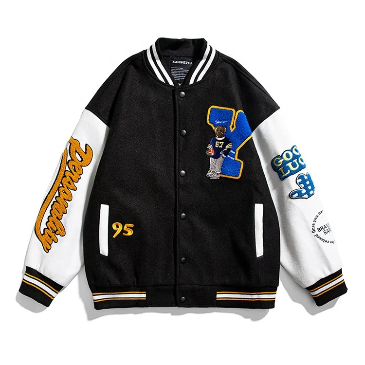 Бейсбольная униформа куртка с рукавами из искусственной кожи