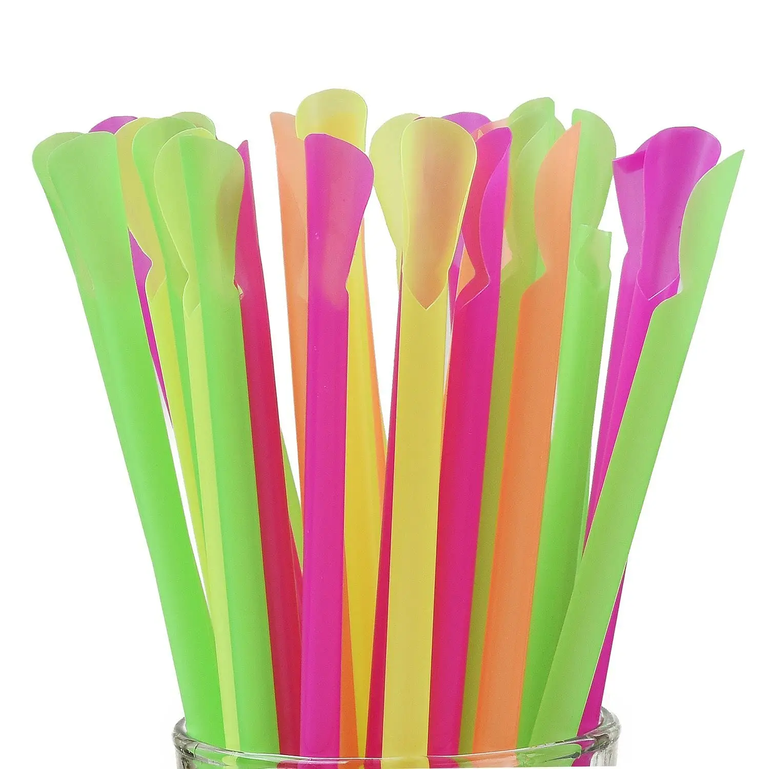Plastic spoon straws Disposable Stocked PLA Biodegradable Spoon Straw for Ice
