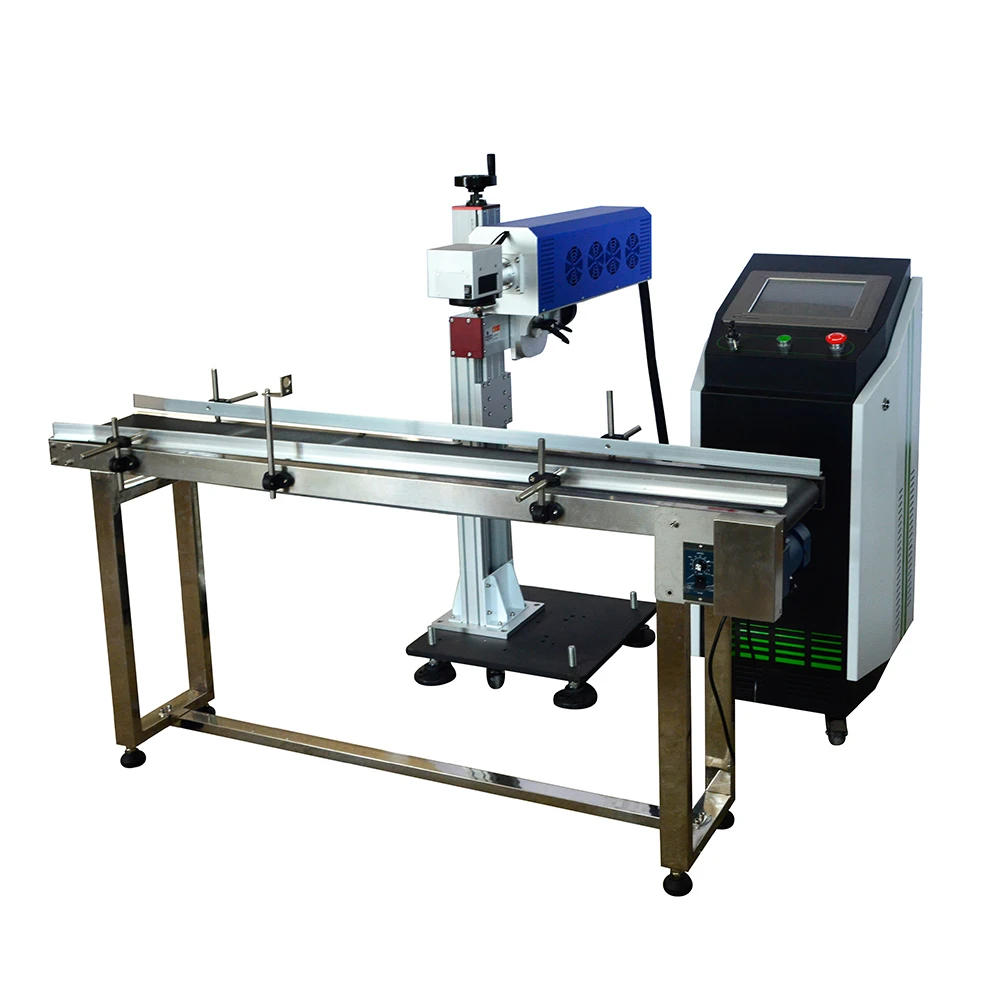 Desktop 30W CO2 Galvo Laser Marking Machine with RF Plastic Bag Flying Laser Source Supports AI DXF DST Formats Air Cooling