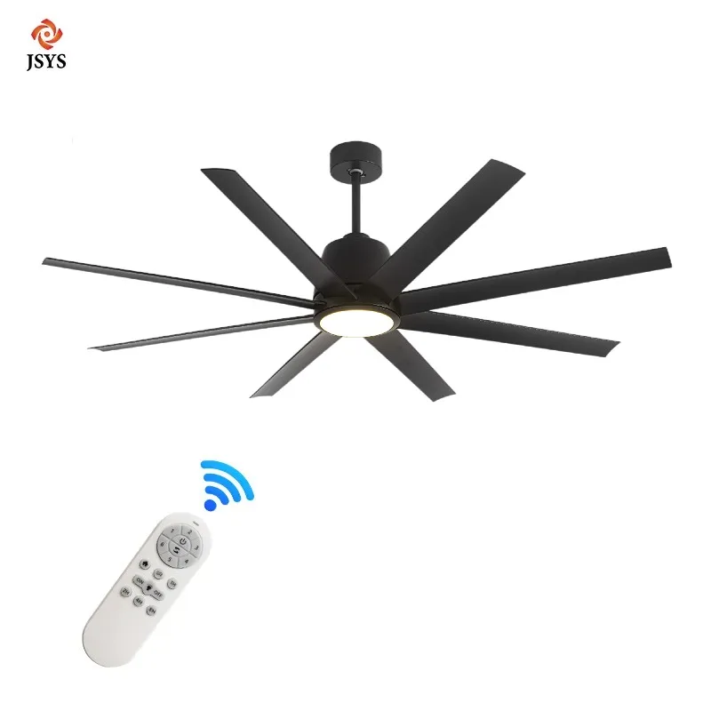 Fancy decorative quiet abs blades black remote control 66 inch ceiling fan with light