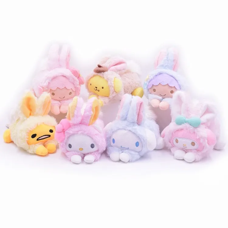 2021 New Promotional OEM Cute Kawaii Animal Toys Rabbits Plush Keychains With Penguins Bear Cow