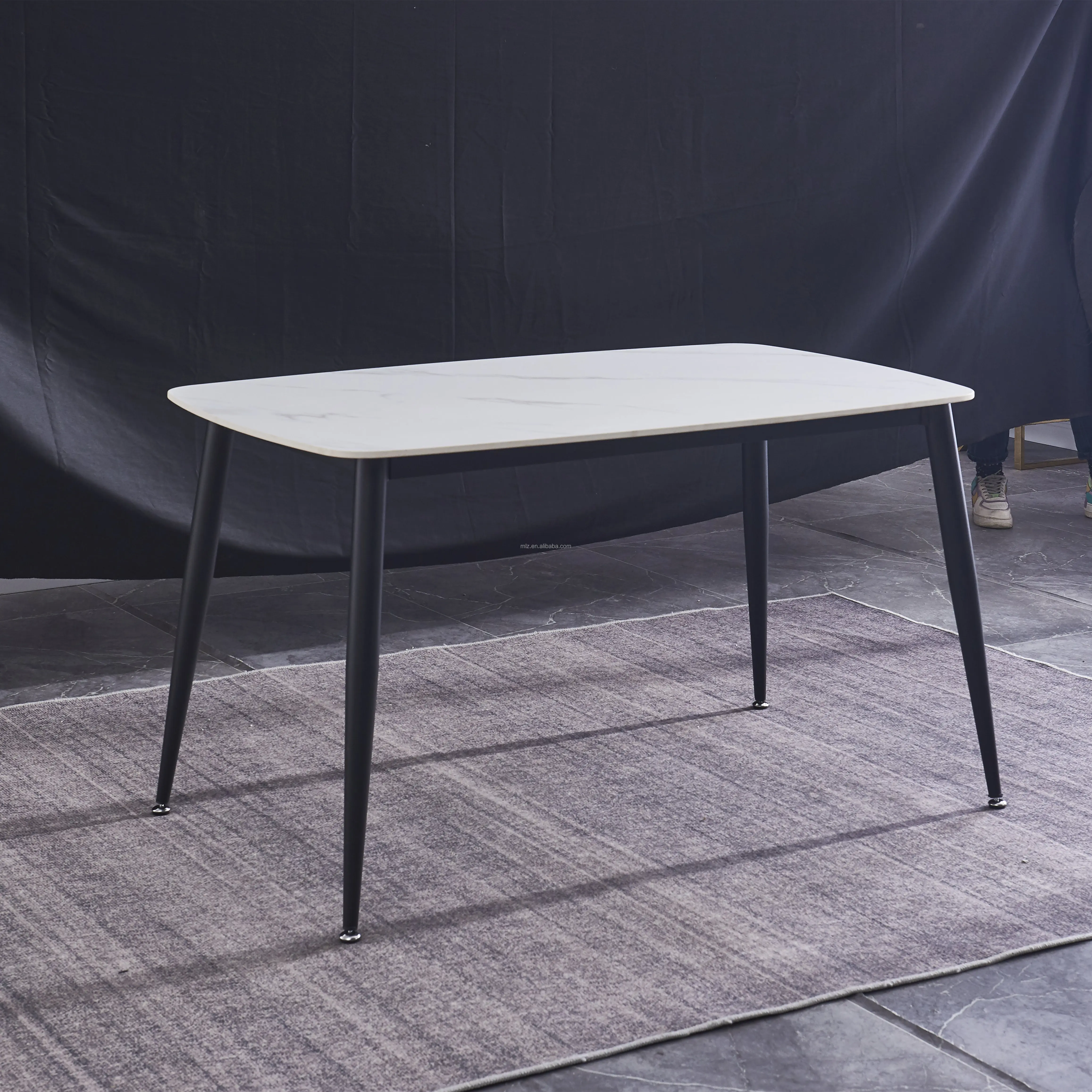 Slate dining table solid wood rectangle light luxury marble modern minimalist dining table