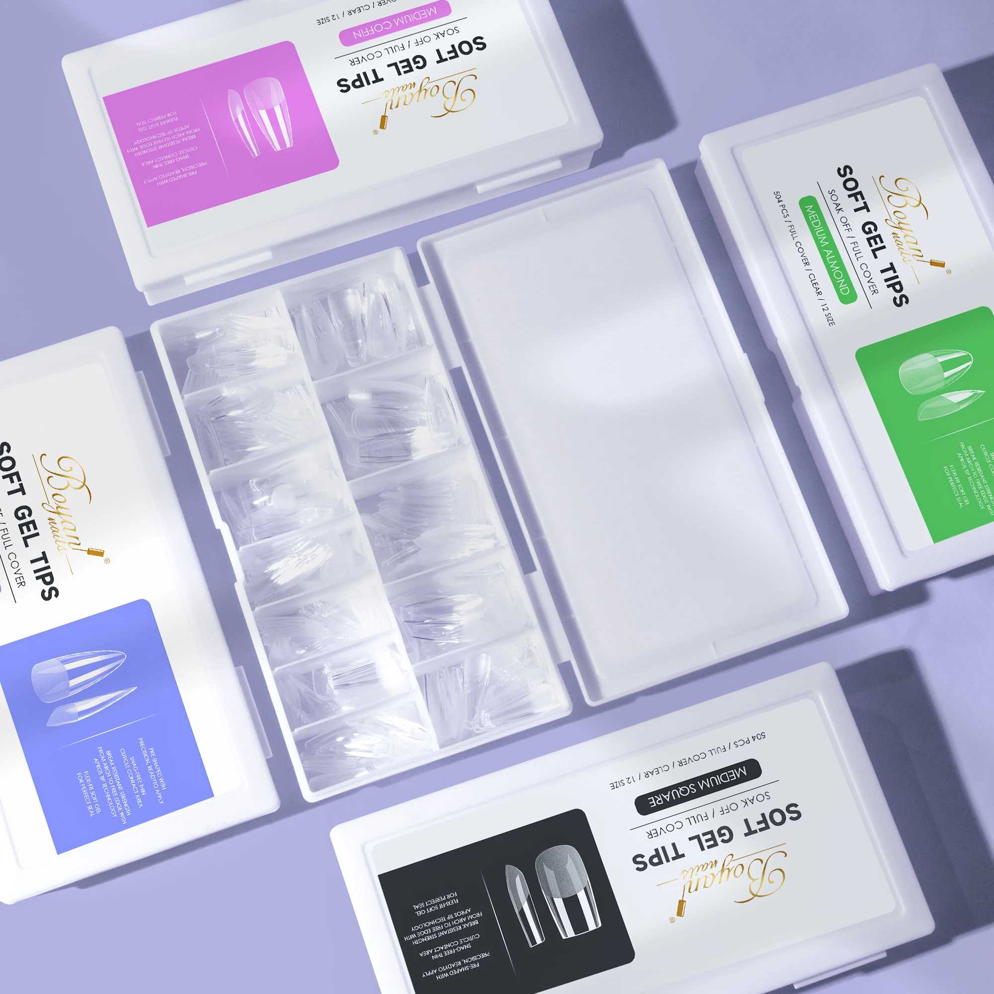 DEM ODM Nail Art Gel Short Full Cover Nails Coffin Almond Stiletto Soft Gel X Tips