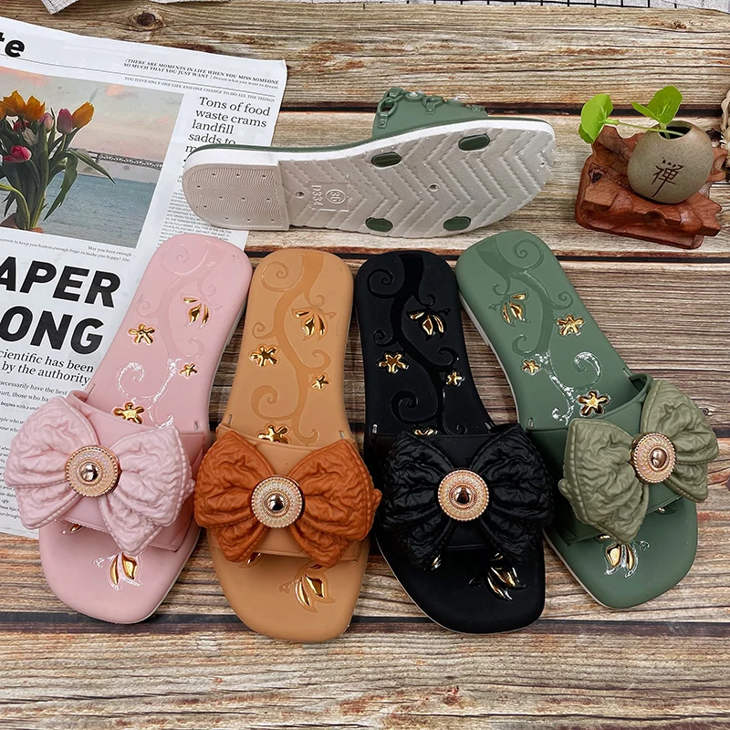 2022 г., специальный дизайн, Модная современная роскошная женская обувь из ПВХ на плоской подошве, Тапочки