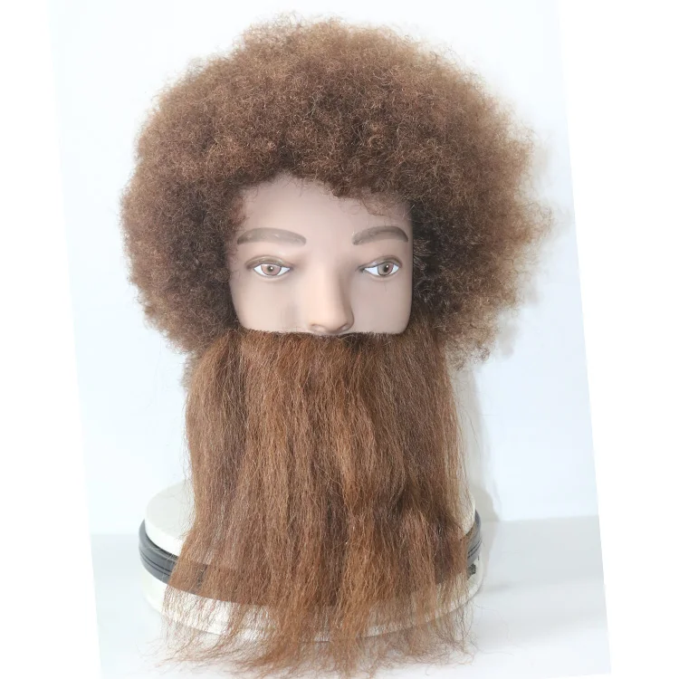 Real Human Hair Male Mannequin Head African Barber Braiding Practice Hairdresser Training Doll