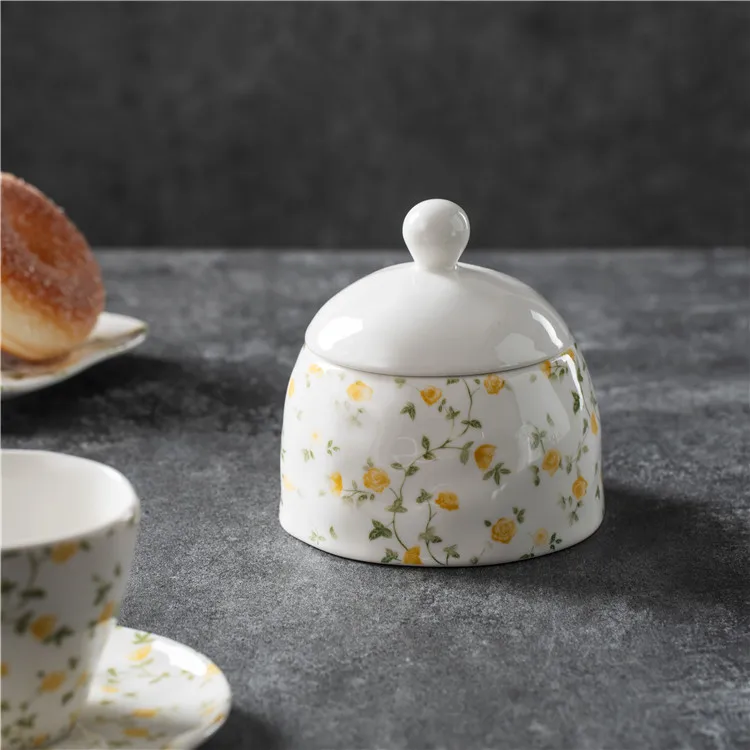 Custom gift box european handmade flowered ceramic tea cup home decor luxury floral tea sets porcelain teapot tea set