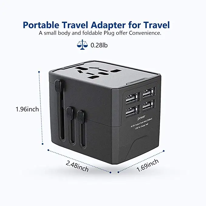 
2020 hot eu plug european schuko travel adapter ac mains universal travel adapter 4 port 