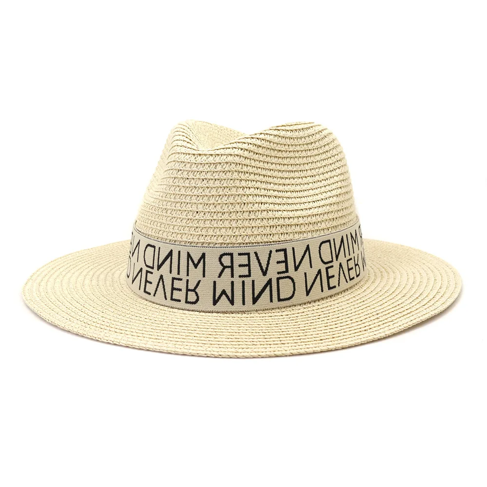 Summer Wide brim Fedora straw Hats European American Retro Braided Hat Beach Sunshade Portable Folding Straw Hat