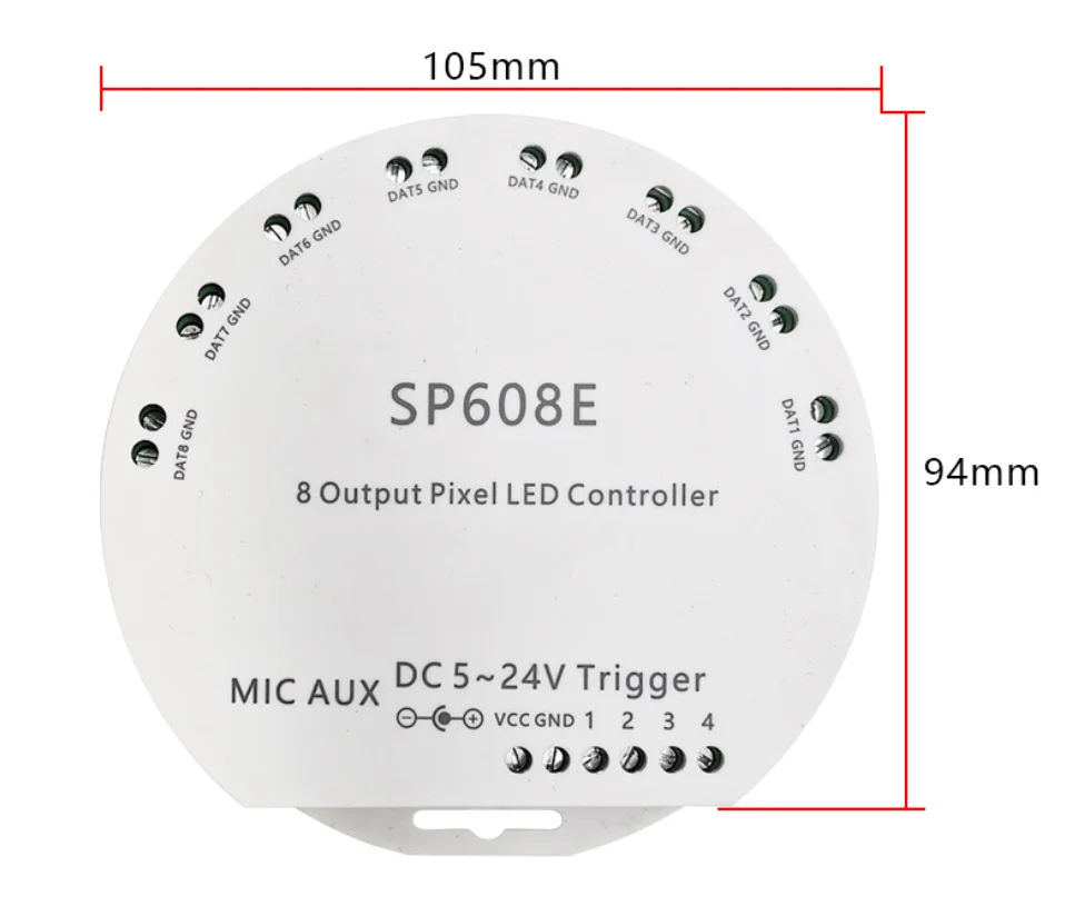 SP608E Glite Pixel Strip Controller Bluetooth RF Remote Control 8 Channel Signal Output Colorful GL-SP608E RGB LED controller