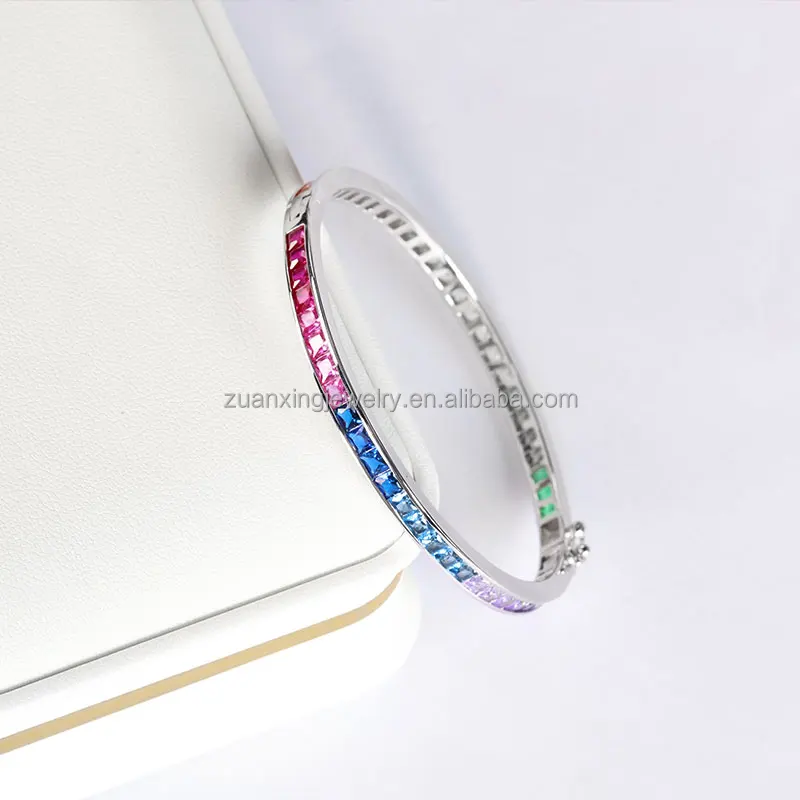 Rainbow Beautiful Womans Unique Sterling Silver 925 Tennis Bracelet Jewellery For Gift