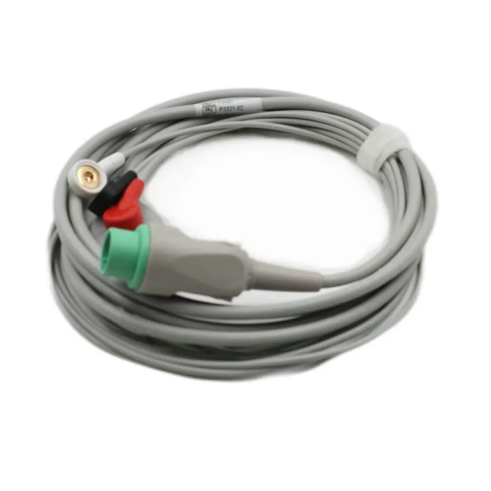 Plinma One-piece 3 leads ECG Cable leadwires Compatible with Biolight  M7000, M8000A, M8500, M9500 Round 12 pin