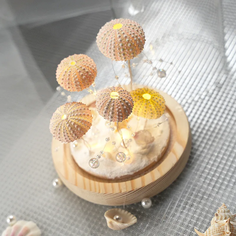 Led creative sea urchin shell jellyfish lamp for family group building activity handmade DIY night light
