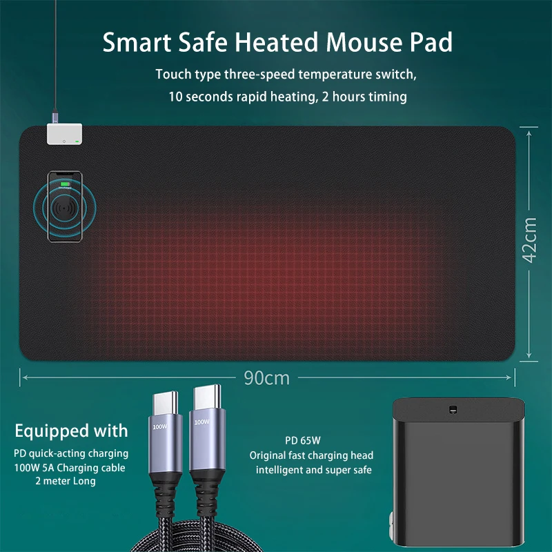 Travelcool Warm USB Heating LS108 Keyboard and Mouse Pad Extended Large Gaming RGB Mouse Pads LED Mouse Pad with Wireless Charge