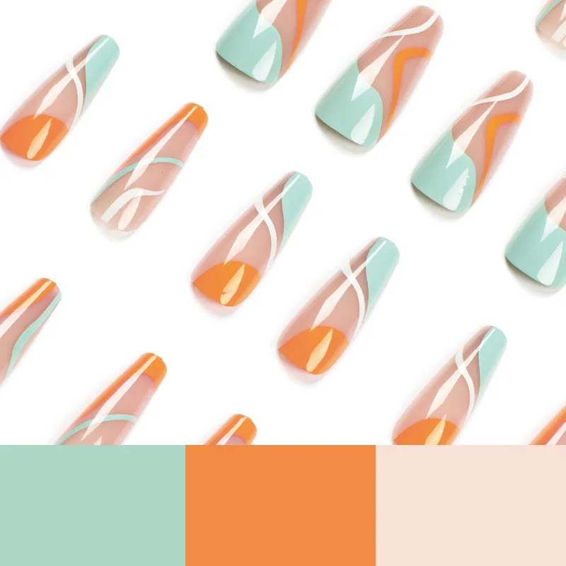 Быстрая доставка, накладные ногти в гробе балерины, долговечный искусственный пресс на ногти от производителя Oem