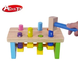 Dhild kid children game assembly model educational toy wood colorful  pound a peg 3d diy toy