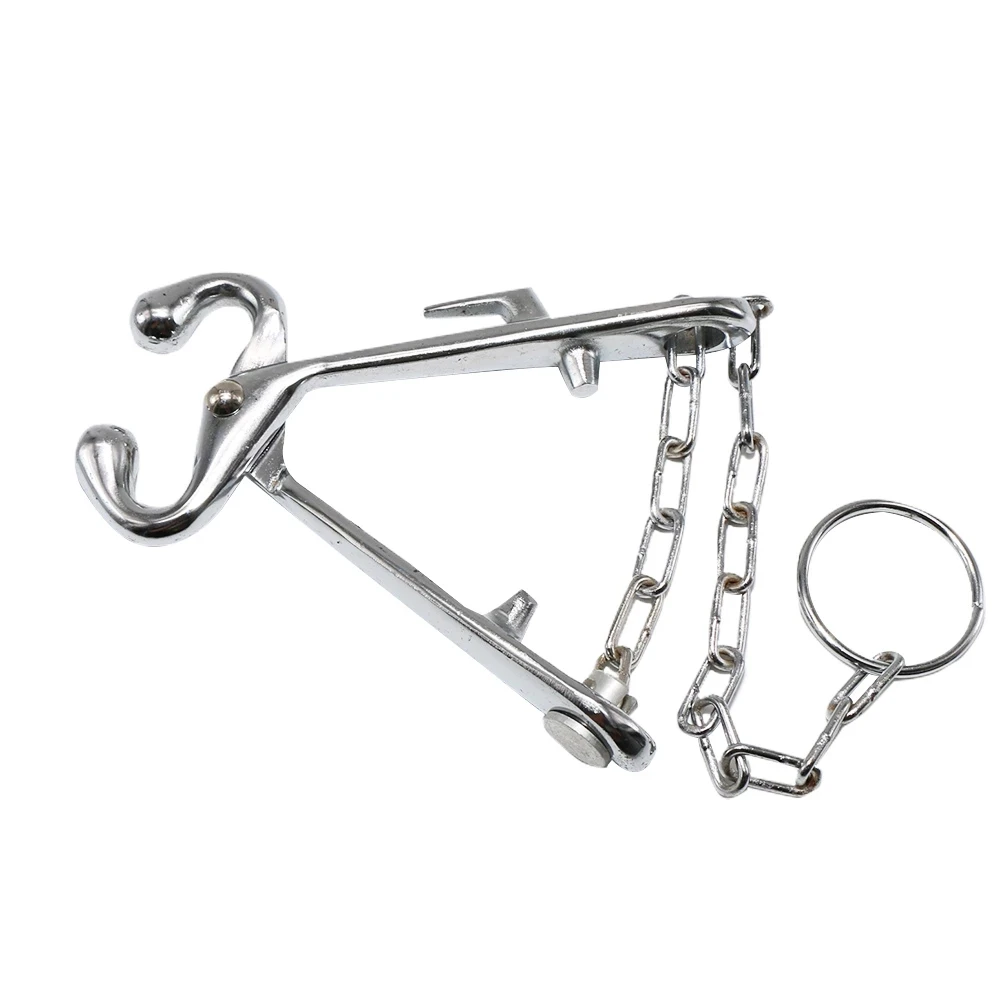 Cow Traction Clamp Cattle Nose Plier with Chain  Cow Nose Bovine Piercing Device Drilling Tool