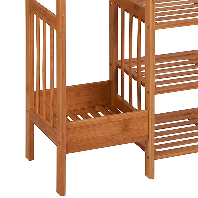 71*27*64 Online 3 tier Umbrella Shoe Stand High Quality Stable Large Space Shoe Rack Entryway Bamboo Shoe Rack