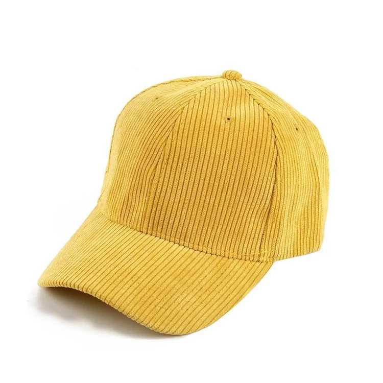 Plain Women 6 Panel Pinstripes Fashionable Corduroy Baseball Cap Custom