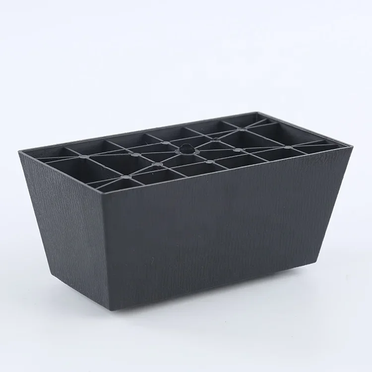 70mm high wholesale price black trapezoidal decorative plastic sofa legs table leg base