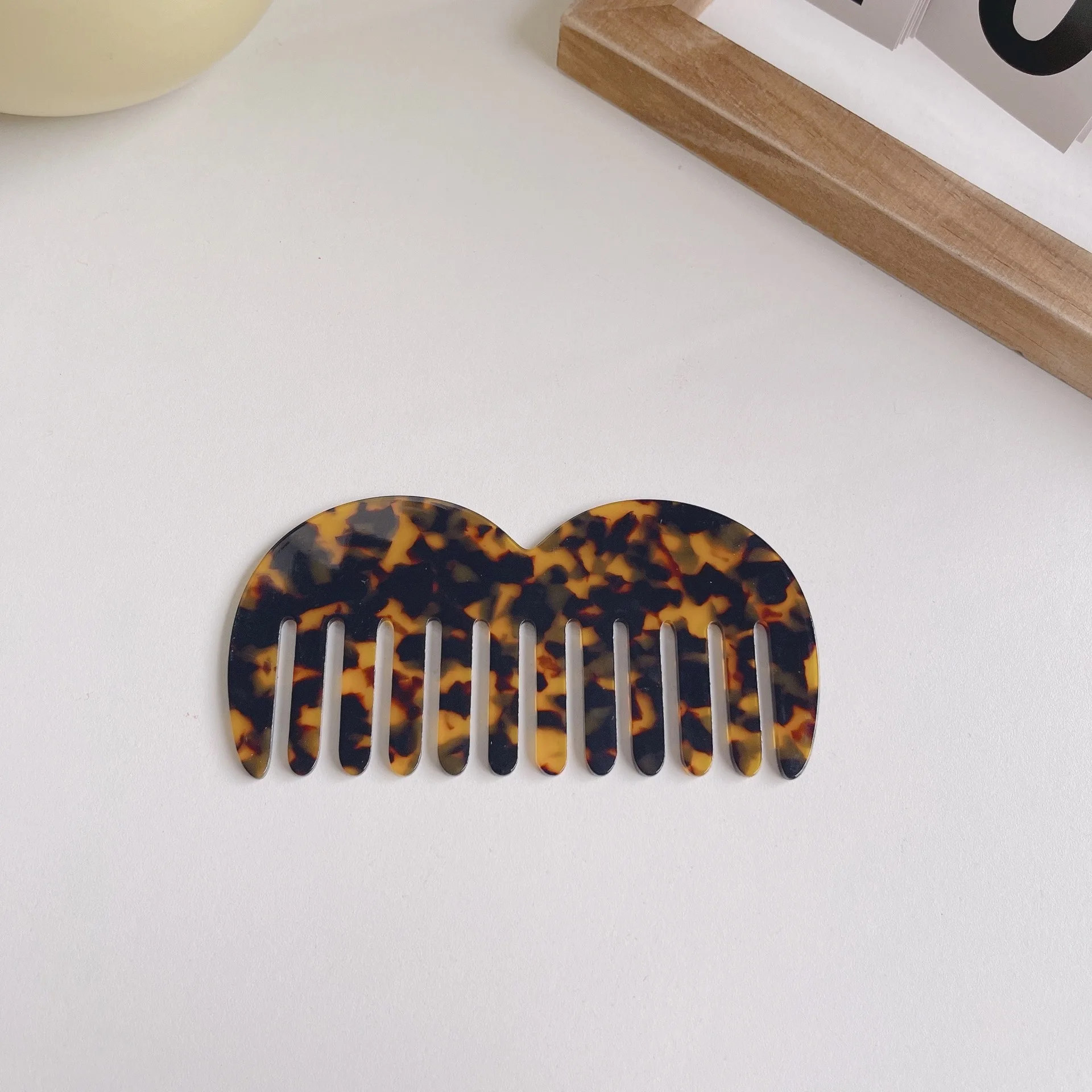 Lanson Hot selling retro fashion hair combs marble pattern wide toothed acetate hair combs anti-static women comb hair