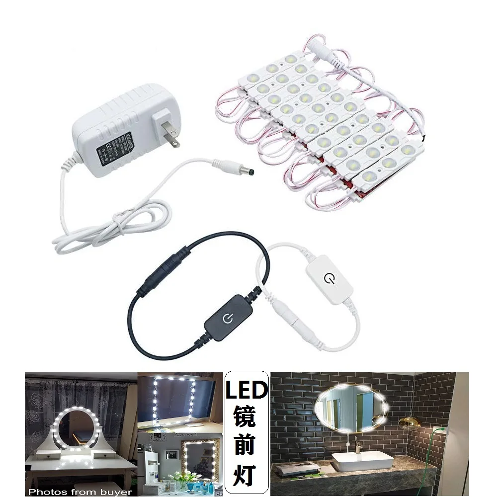 24w 60 Leds Make-up Vanity Mirror Light DIY Light Kit for Cosmetic Makeup Vanity Mirror with 12v Power Supply