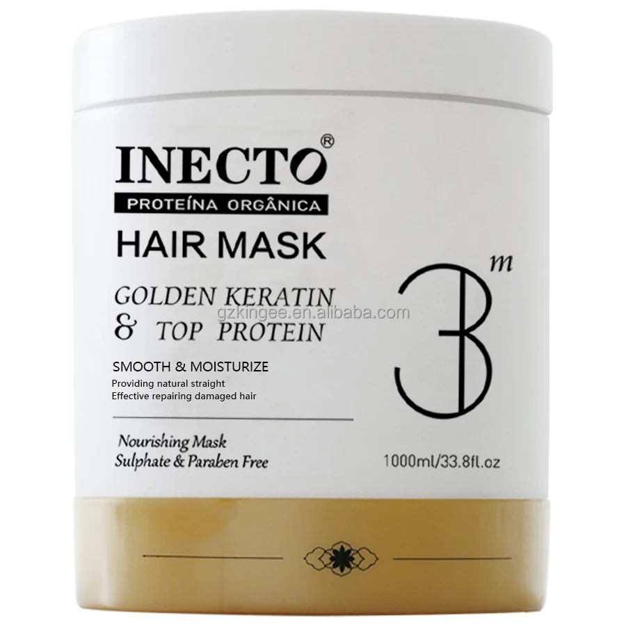 INECTO Hair Mask 1000ML Pure Organic Argan Oil Keratin Protein Collagen Deep Nourishing to Damaged Hair