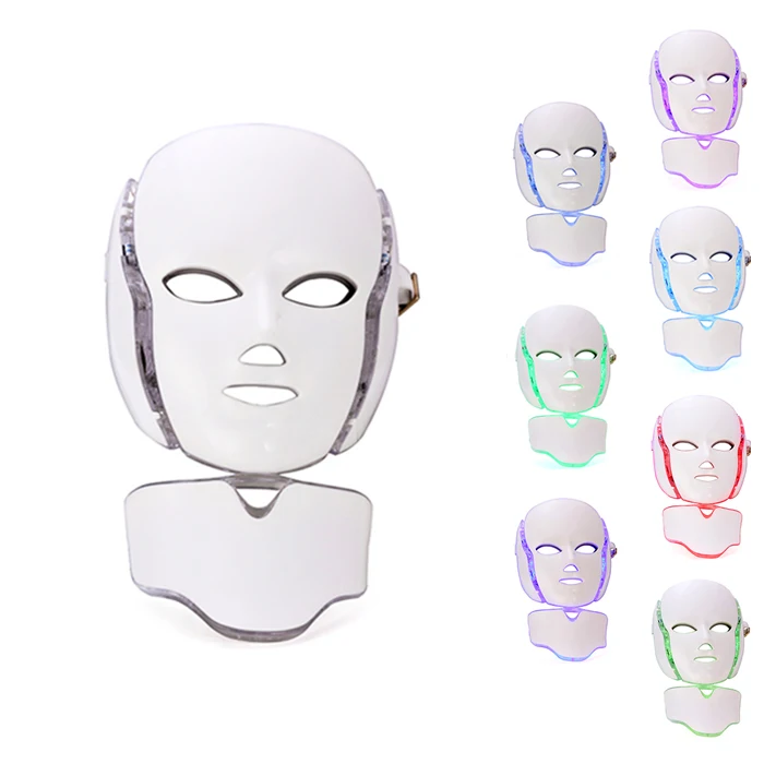 7 Colors Light Facemask Neck Skin Rejuvenation Face Care Treatment Beauty Anti Acne Whitening LED Facial Therapy Machine