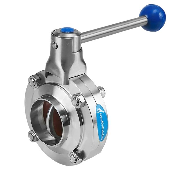 factory direct SS304/SS316L SS Type D Sanitary Manual Butt Weld Butterfly Valve with Pull Handle