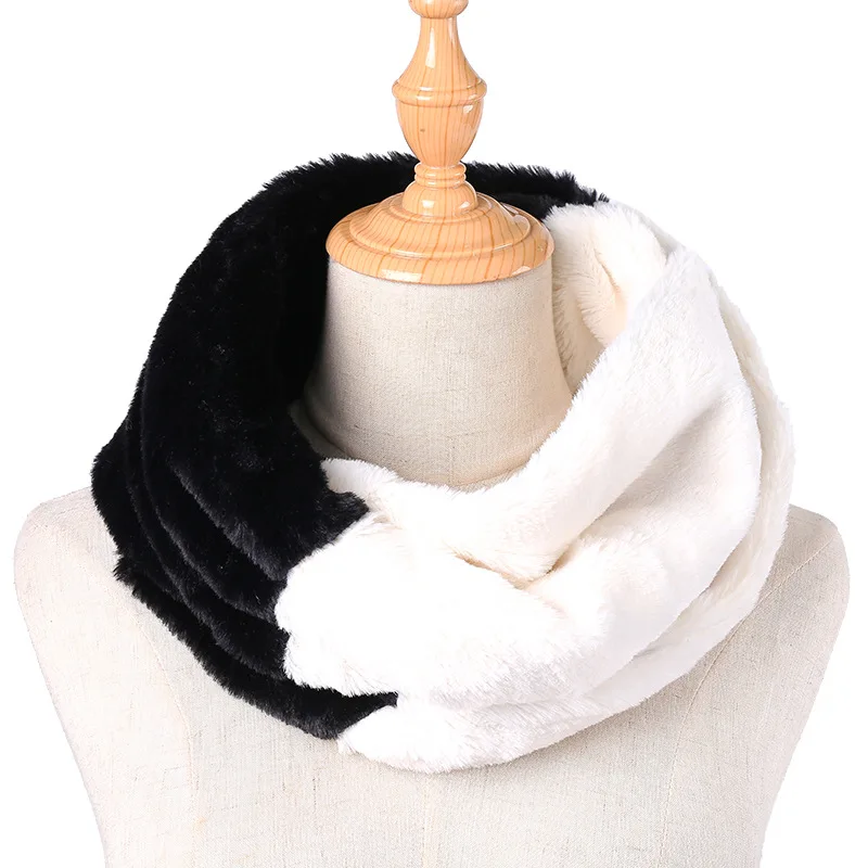 Снуд из искусственного меха для женщин, однотонный толстый обогреватель для шеи, пушистый теплый зимний меховой шарф без ограничений, цвет под заказ