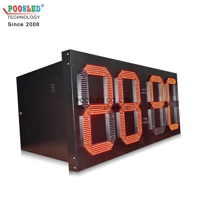 outdoor wall mounted large led digital clock billboard led clock thermometer led time and temperature sign