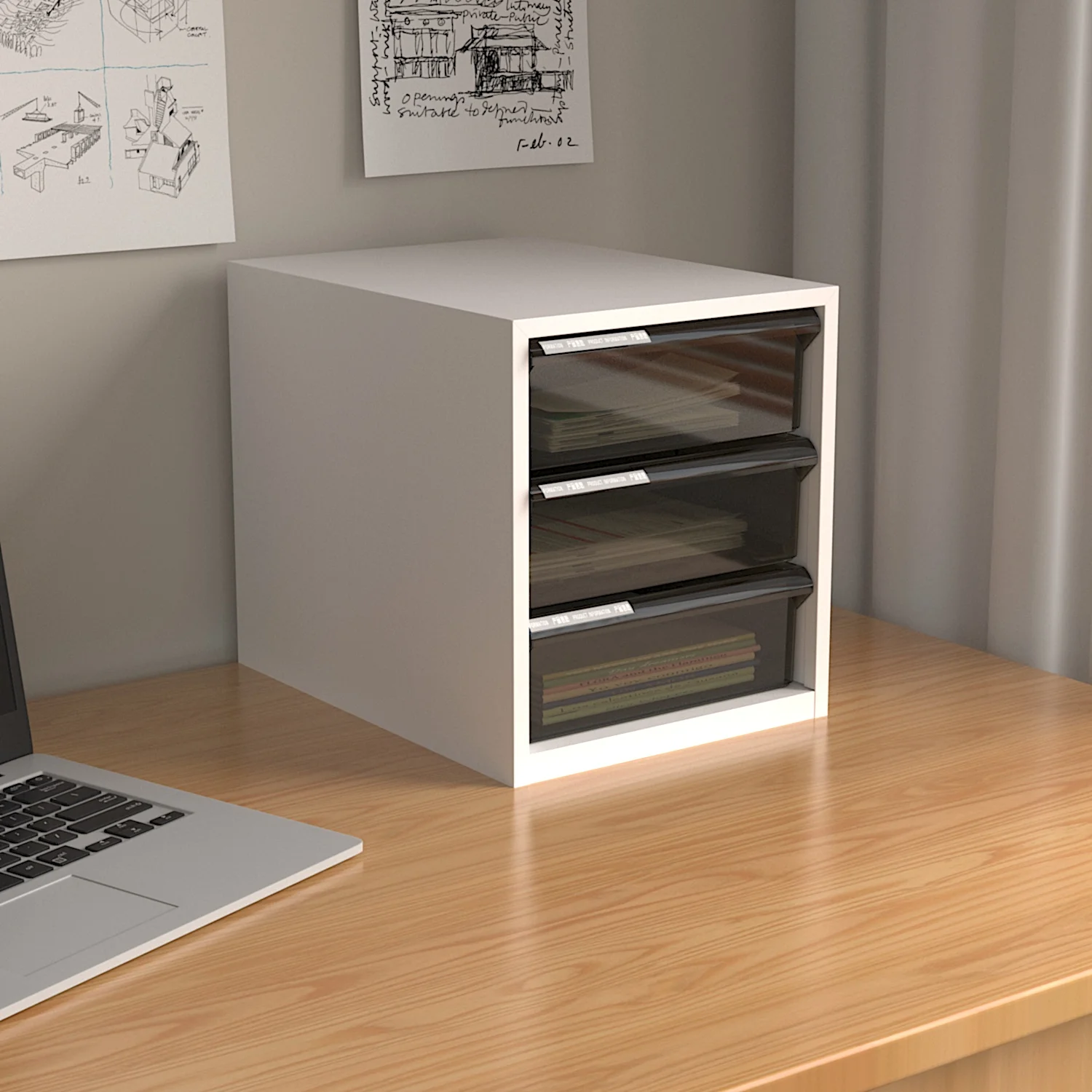 Customized Home Collection Cosmetics Office Supplies Desk Organizer Plastic Desktop Storage Box With 2 Drawers